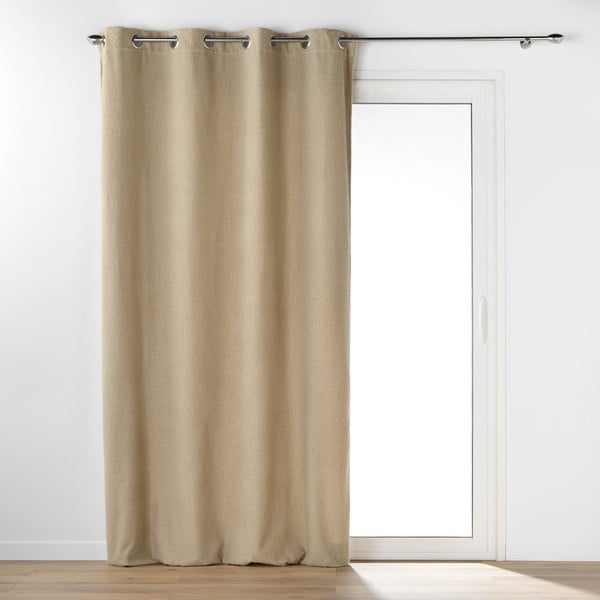 Beżowa zasłona z materiału bouclé 140x240 cm Wooly – douceur d'intérieur
