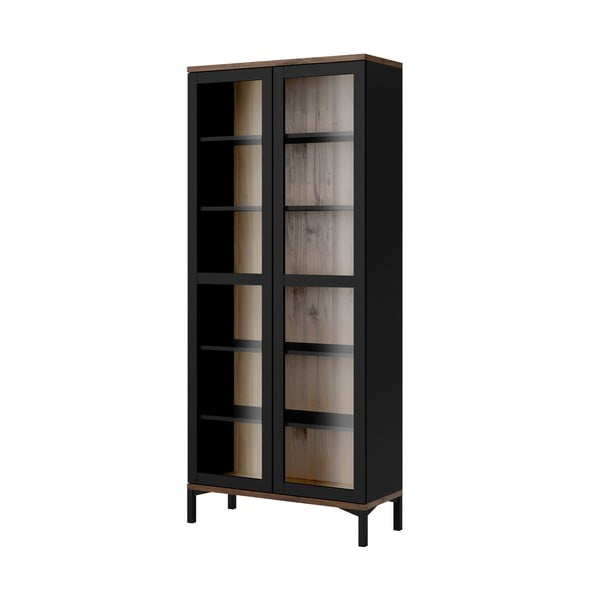 Czarno-naturalna witryna w dekorze orzecha 89x203x36 cm Roomers – Tvilum-image-3