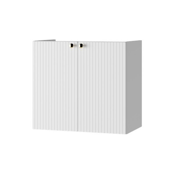 Biała niska wisząca szafka pod umywalkę 61,5x55,5 cm Asti – STOLKAR