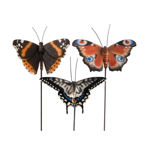 Wbijane dekoracje ogrodowe z żywicy polimerowej zestaw 3 szt. Butterfly – Esschert Design