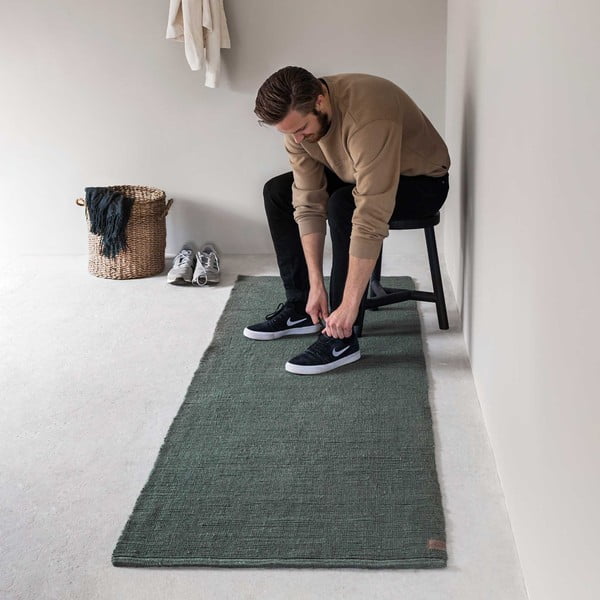 Ciemnozielony chodnik z juty 75x245 cm Ribbon – Mette Ditmer Denmark-image-2