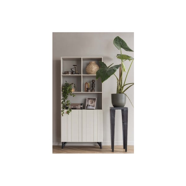 Kremowy regał z litego drewna sosnowego 90x200 cm Miller – WOOOD-image-1