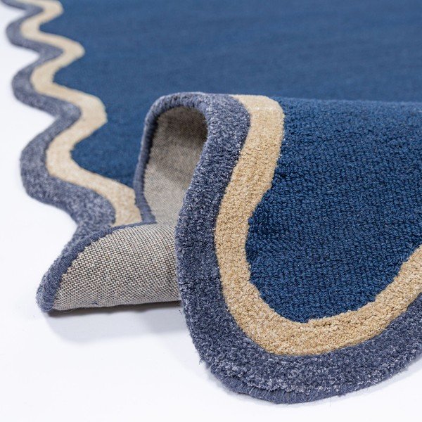 Ciemnoniebieski dywan z mieszanki wełny tkany ręcznie 160x230 cm Rivo Wool – Flair Rugs-image-2