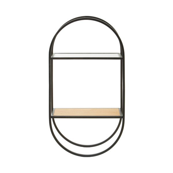 Czarna/w naturalnym kolorze wielopoziomowa metalowa półka 35 cm Mataram – Premier Housewares-image-3