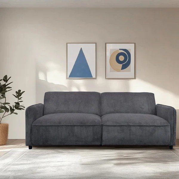 Antracytowa sztruksowa częściowo rozkładana/rozkładana sofa 209 cm Alicia – Støraa-image-1