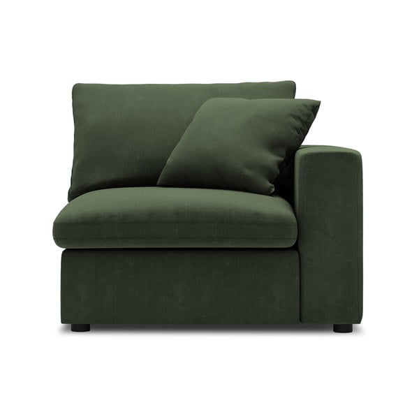 Ciemnozielona narożna część sztruksowej sofy modułowej Windsor & Co Sofas Galaxy, prawostronna
