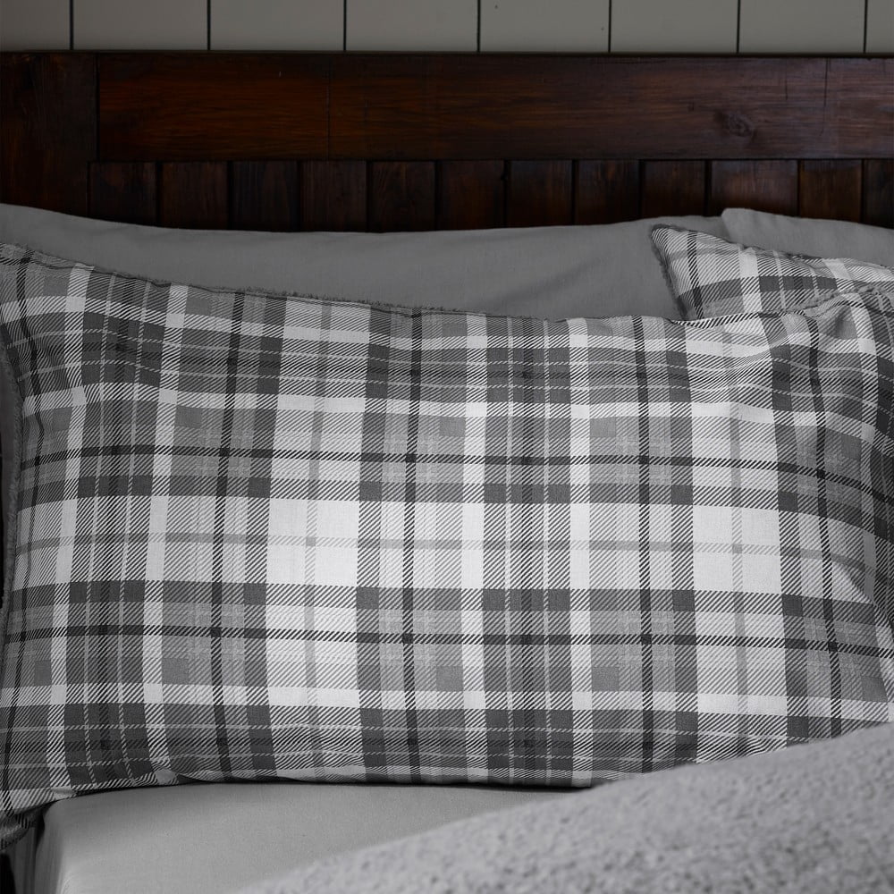 Szara pościel jednoosobowa z materiału sherpa 135x200 cm Cosy Sherpa Check – Catherine Lansfield (zdjęcie 3)