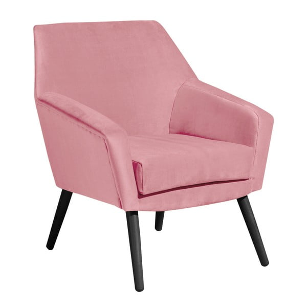 Różowy aksamitny fotel z czarnymi nogami Max Winzer Alegro