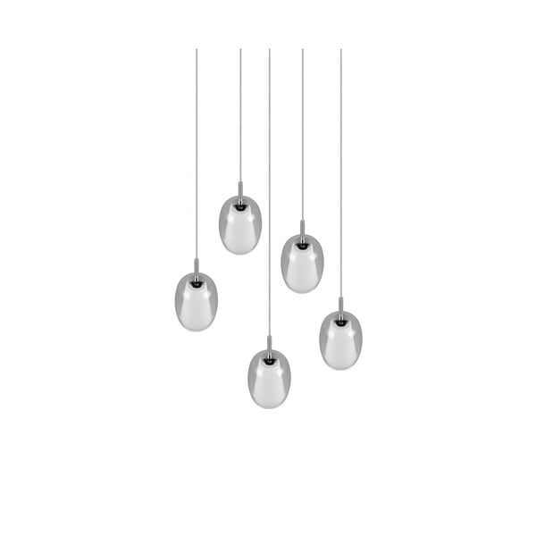 Lampa wisząca w kolorze srebra ze szklanym kloszem ø 48 cm Barret – Trio Select-image-1