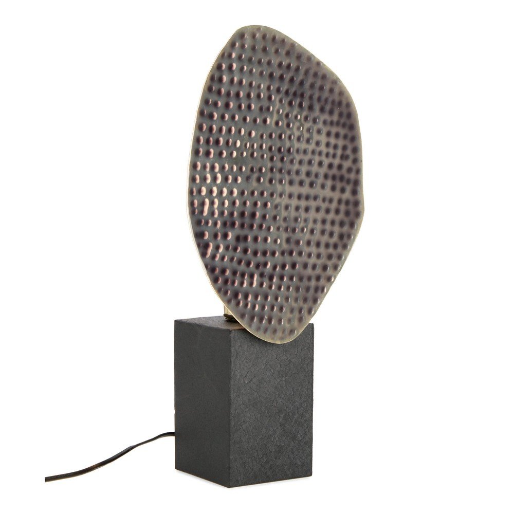 Antracytowa metalowa lampa stołowa z metalowym kloszem (wysokość 46 cm) Neev – Bizzotto