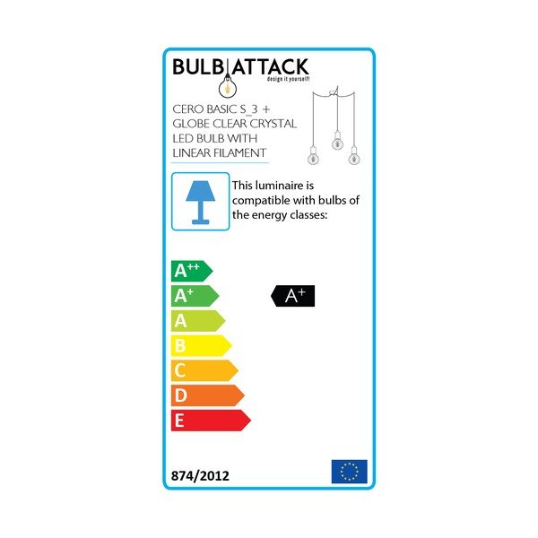 Czarna lampa wisząca z 3 żarówkami Bulb Attack Cero Basic Globe Clear-image-2