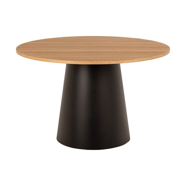 Czarny okrągły stół z blatem w dekorze dębu ø 120 cm Soli – Actona