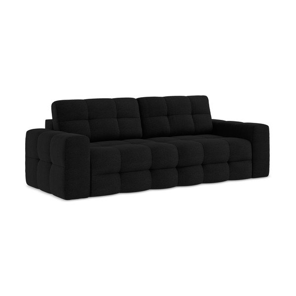 Czarna rozkładana sofa z materiału bouclé 255 cm Milu – Makamii-image-1