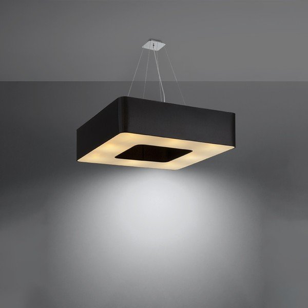 Czarna lampa wisząca z tekstylno-szklanym kloszem Piano – Sollux-image-3