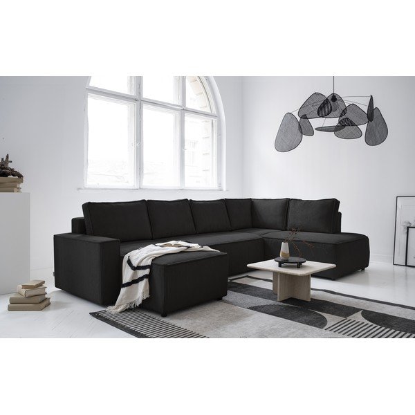 Antracytowy sztruksowy rozkładany narożnik (prawostronny/w kształcie litery U) Brave Dave – Miuform-image-2