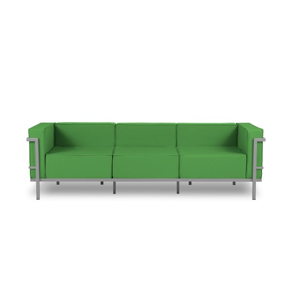Zielona 3-osobowa sofa ogrodowa w szarej ramie Calme Jardin Cannes