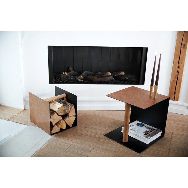 Czarno-naturalny metalowy/ze skóry ekologicznej pojemnik dekoracyjny 32x38x31 cm Bull – LIND DNA-image-2