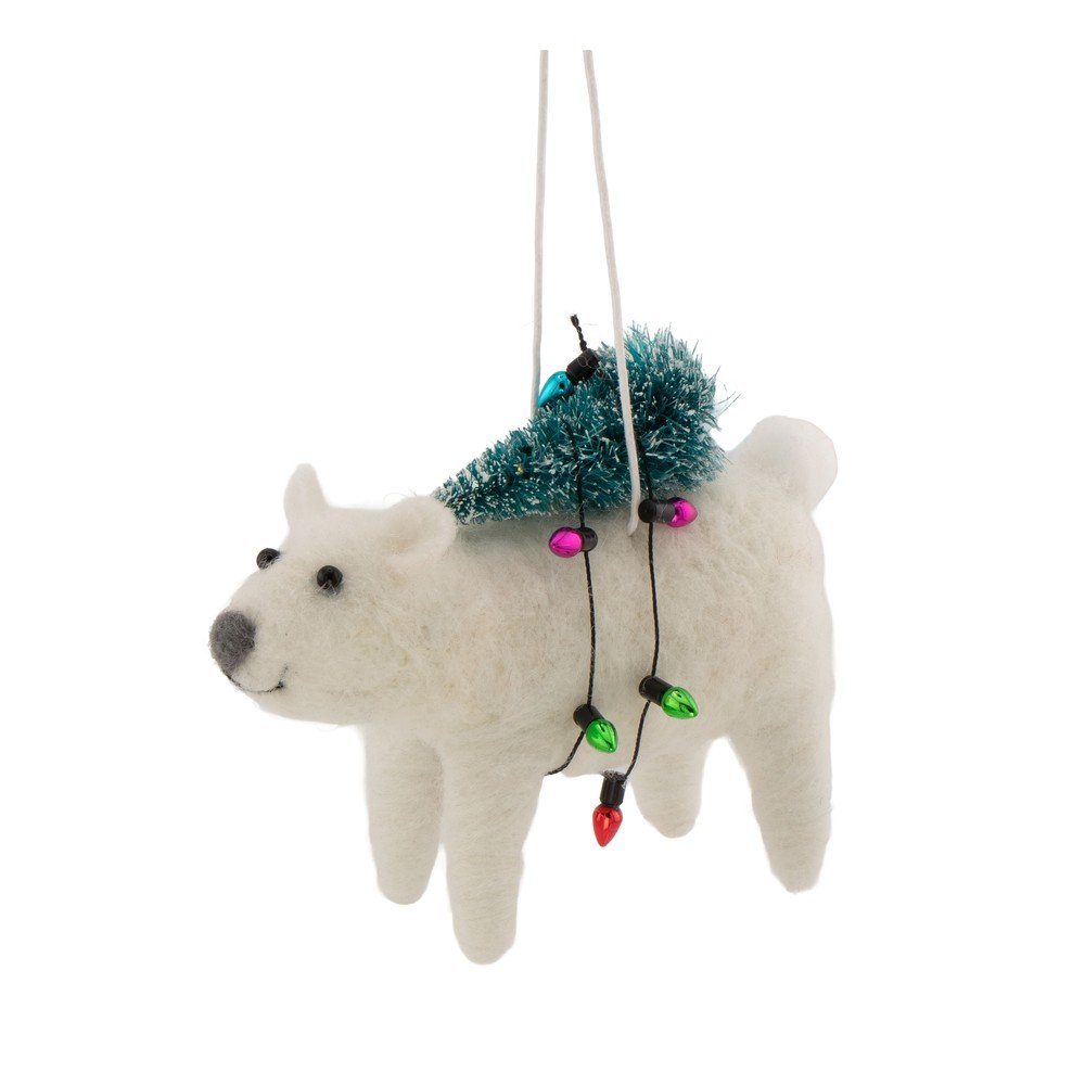 Tekstylna ozdoba świąteczna 12 cm Polar Bear with Christmas Lights – Sass & Belle