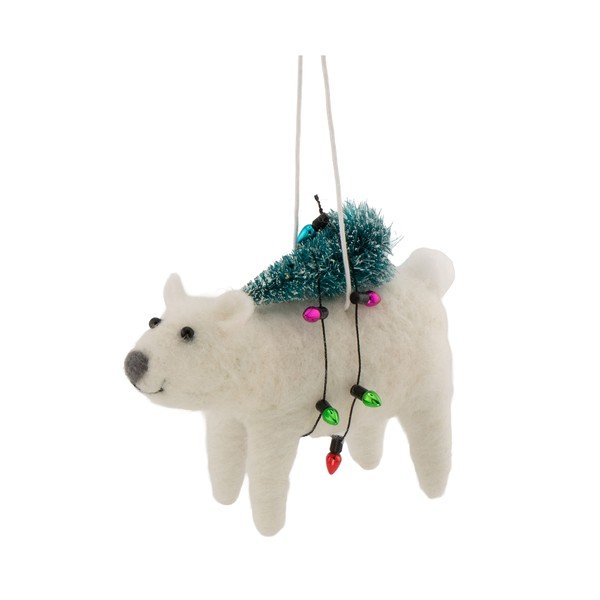 Tekstylna ozdoba świąteczna 12 cm Polar Bear with Christmas Lights – Sass & Belle