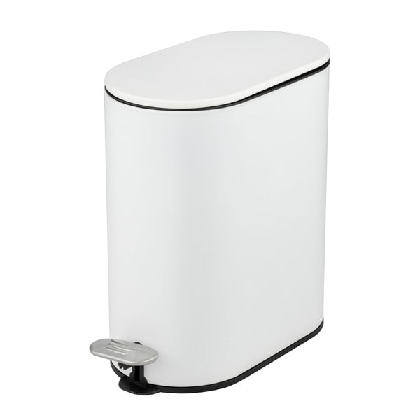 Stalowy kosz na śmieci z pedałem w matowym białym kolorze 5 l Collungo – Wenko