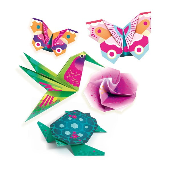Zestaw 24 sztuk z origami z instrukcją Djeco Neon Tropics