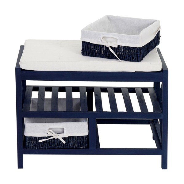 Niebieska ławka z szufladkami Mendler Shabby-image-2