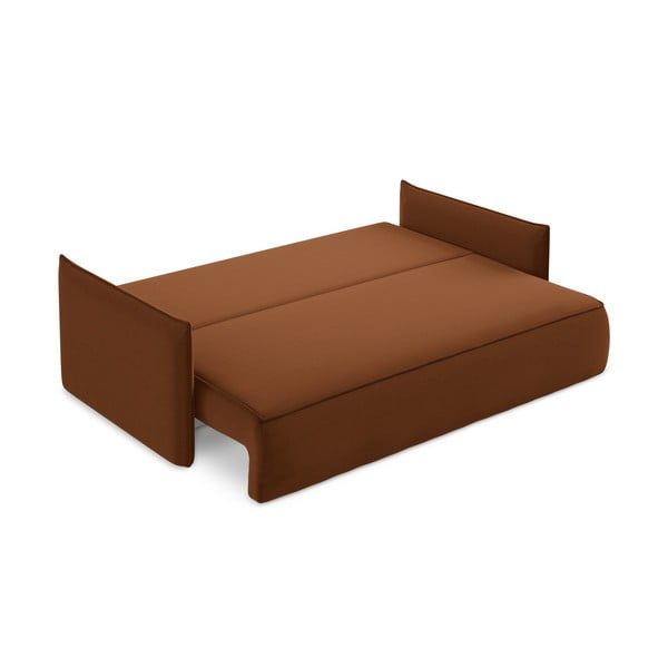 Aksamitna rozkładana/ze schowkiem sofa w kolorze terakoty 225 cm Hula – Makamii-image-4