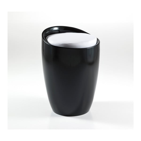 Czarno-biały taboret ze schowkiem Tomasucci Pillow-image-2