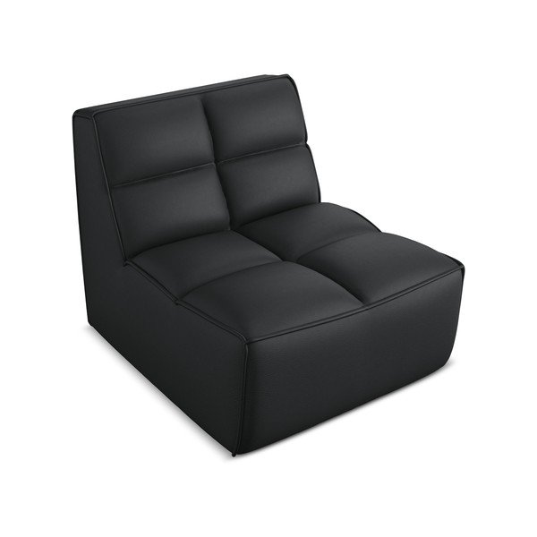 Czarny moduł sofy z imitacji skóry Kalai – Makamii-image-1