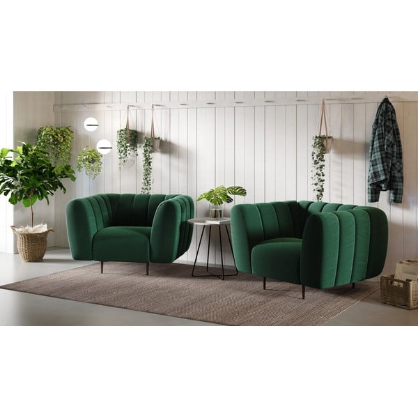 Ciemnozielony aksamitny fotel Ghado Shel-image-1