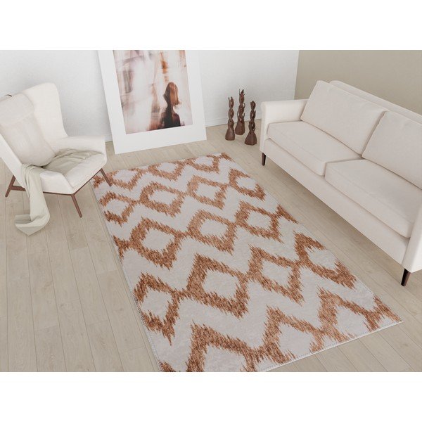 Biało-pomarańczowy chodnik odpowiedni do prania 80x200 cm – Vitaus-image-1