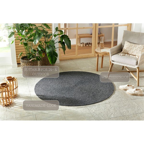 Szary okrągły dywan odpowiedni na zewnątrz ø 150 cm – NORTHRUGS-image-4