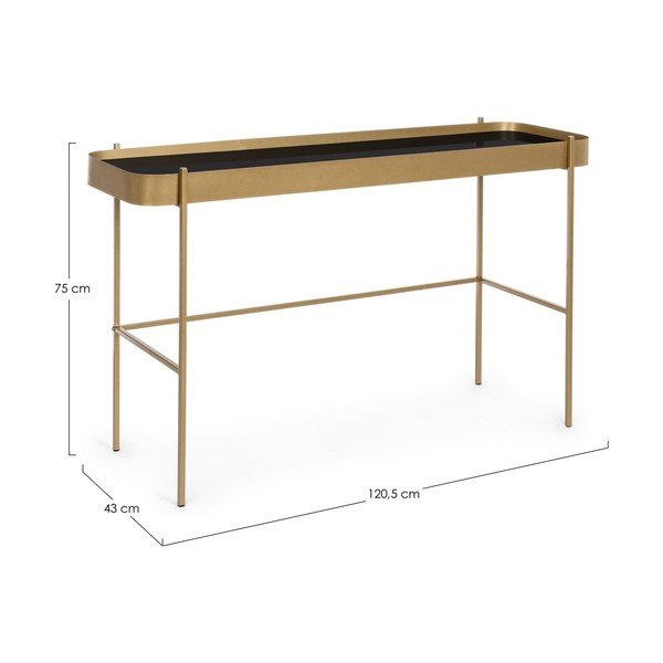 Konsola ze szklanym blatem w kolorze złota 43x120,5 cm Rashida – Bizzotto-image-4