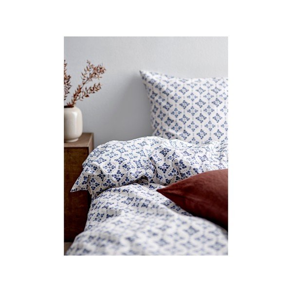 Biało-niebieska bawełniana pościel jednoosobowa 140x200 cm Heirloom – Södahl-image-1