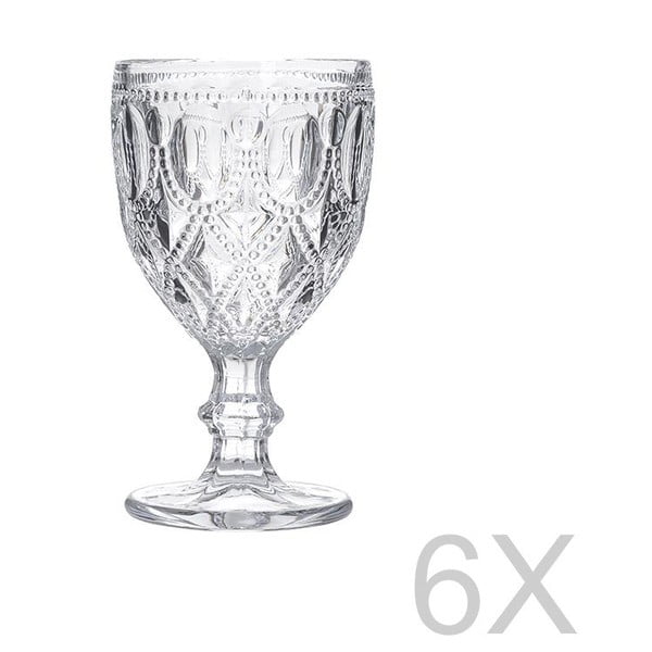 Zestaw 6 przezroczystych szklanek InArt Glamour Beverage Foot, wys. 16 cm