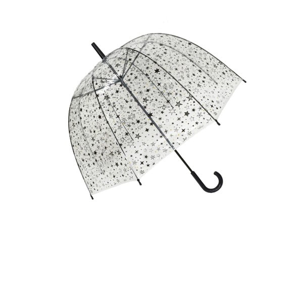 Przezroczysty parasol z detalami w szarym kolorze odporny na wiatr Ambiance Birdcage Stars, ⌀ 81 cm