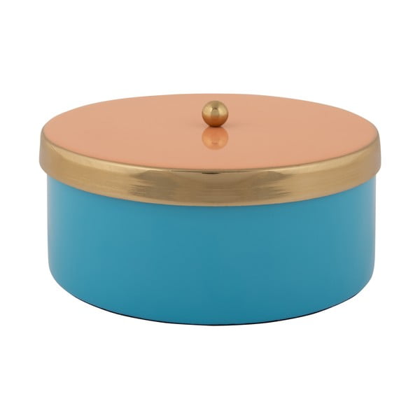 Niebieski metalowy pojemnik dekoracyjny ø 16x6 cm Double Funky – PT LIVING