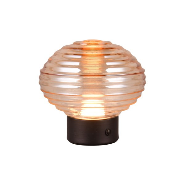 Czarno-beżowa lampa stołowa LED ze ściemniaczem i szklanym kloszem (wys. 14,5 cm) Earl – Reality-image-1