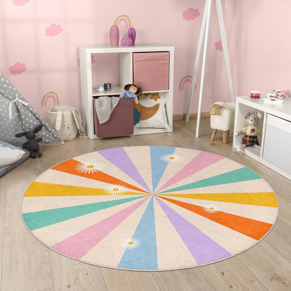 Dywan dziecięcy odpowiedni do prania ø120 cm Rainbow Daisy – Mila Home (zdjęcie 10)
