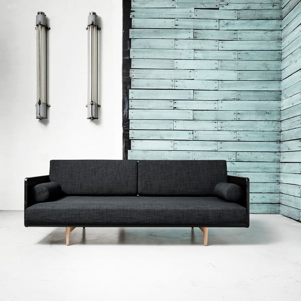 Sofa rozkładana Karup Deva Black/Raw Oak/Dark Grey