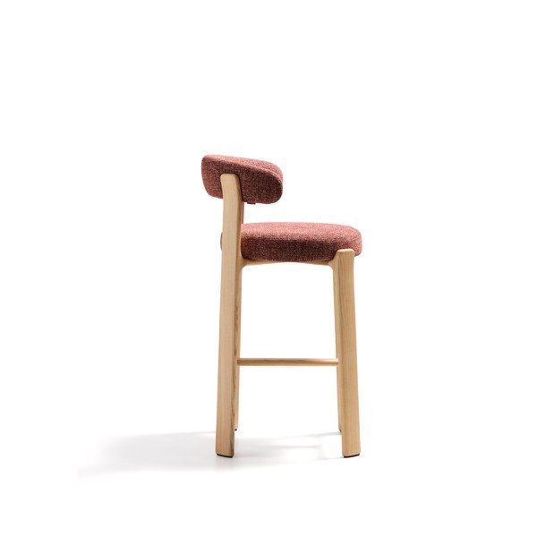 Hoker z litego drewna jesionowego w ceglasto-naturalnym kolorze (wysokość siedziska 75 cm) Granite – Kave Home-image-3