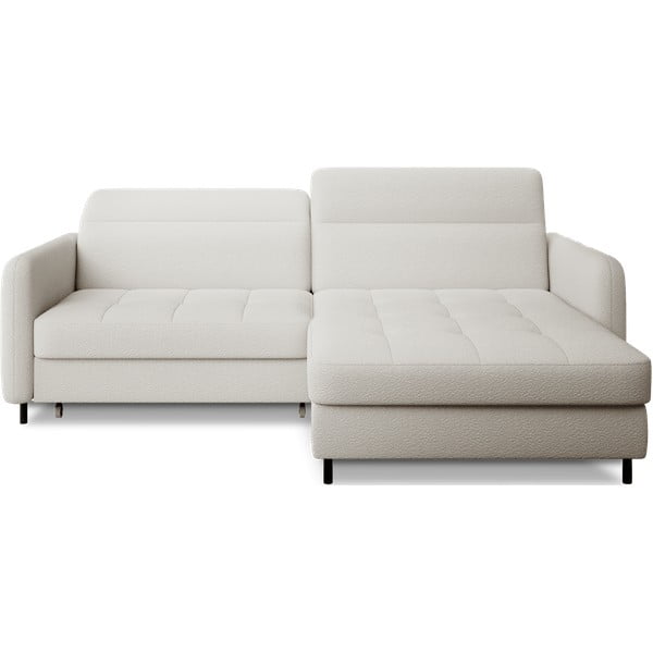 Kremowy rozkładany/ze schowkiem narożnik z materiału bouclé (prawostronny/z szezlongiem) Gomsi – ELTAP