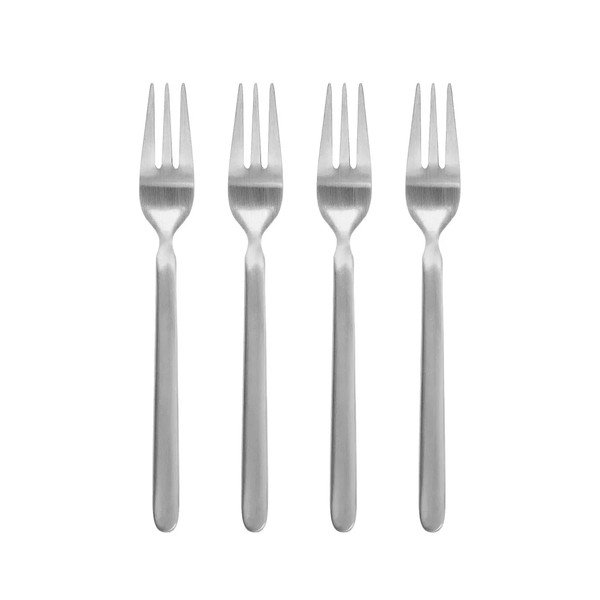 Widelczyki deserowe zestaw 4 szt. ze stali nierdzewnej w kolorze matowego srebra dla 4 osób Stella – Blomus