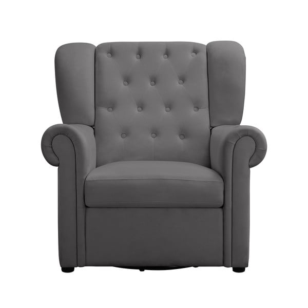 Szary aksamitny fotel bujany typu chesterfield Lillyse – Støraa-image-2