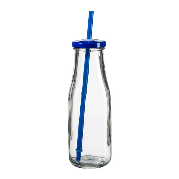 Butelka z niebieskim wieczkiem i słomką SUMMER FUN II, 440 ml