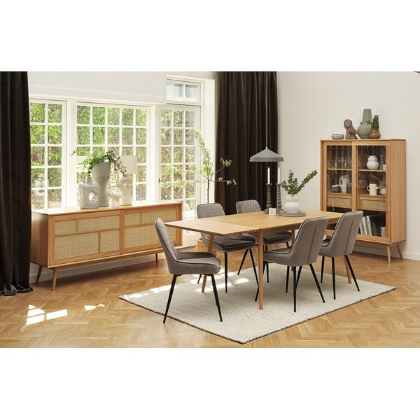 Niska komoda w dekorze dębu z drzwiami przesuwnymi w naturalnym kolorze 180x80 cm Barrali – Unique Furniture-image-3