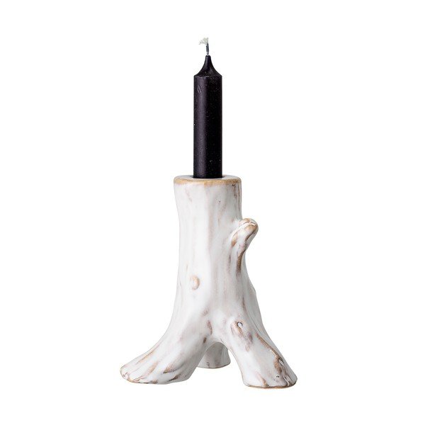Biały kamionkowy świecznik Bloomingville Stump-image-2