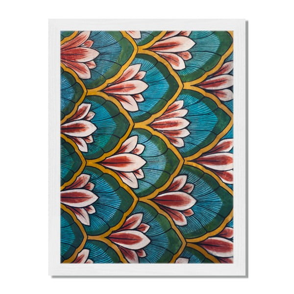 Obraz w ramie Liv Corday Asian Tulip Pattern, 30x40 cm