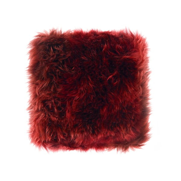 Czerwona poduszka z owczej skóry Royal Dream Sheepskin, 45x45 cm