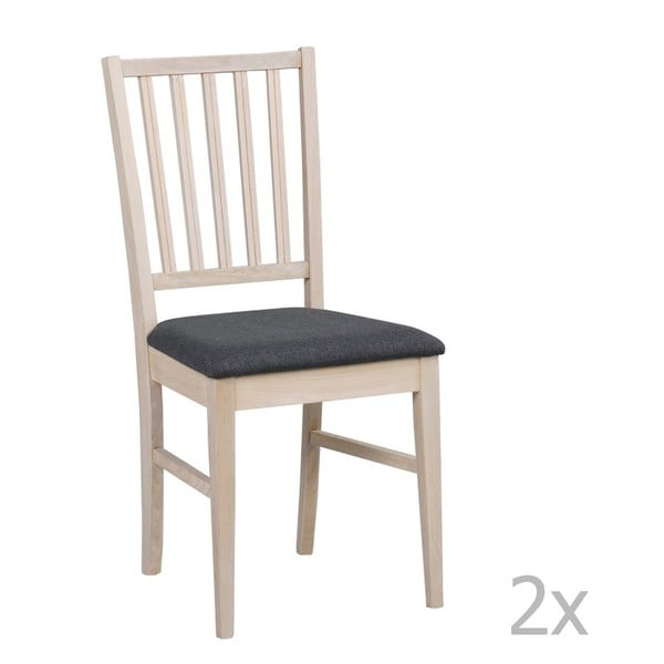 Zestaw 2 białych krzeseł z drewna dębowego z szarym obiciem  Folke Filippa